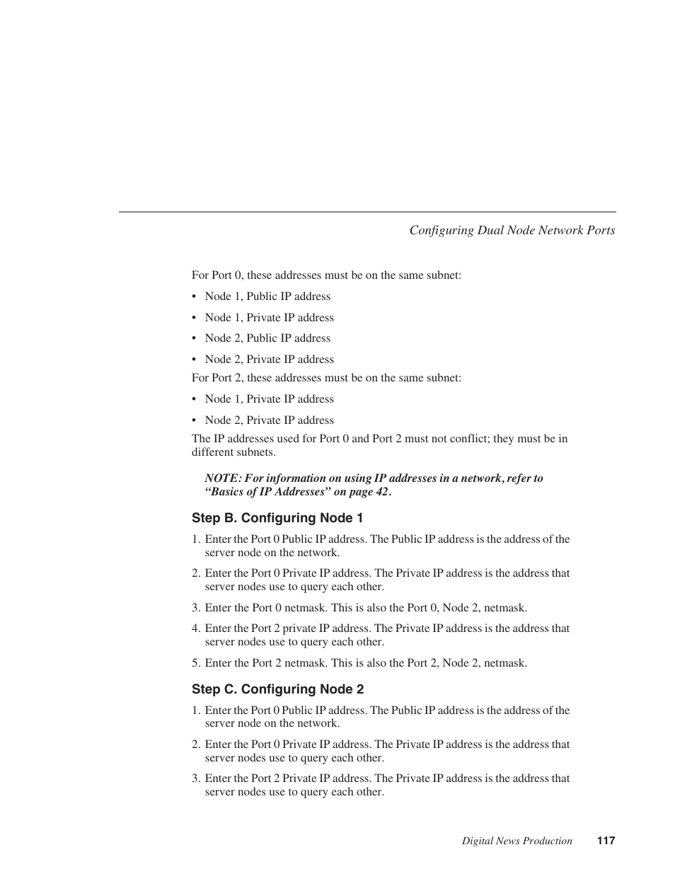 Step b. configuring node 1, Step c. configuring node 2 | Grass Valley Network Attached Storage System Serial ATA Network User Guide v.1.0.04 User Manual | Page 118 / 195