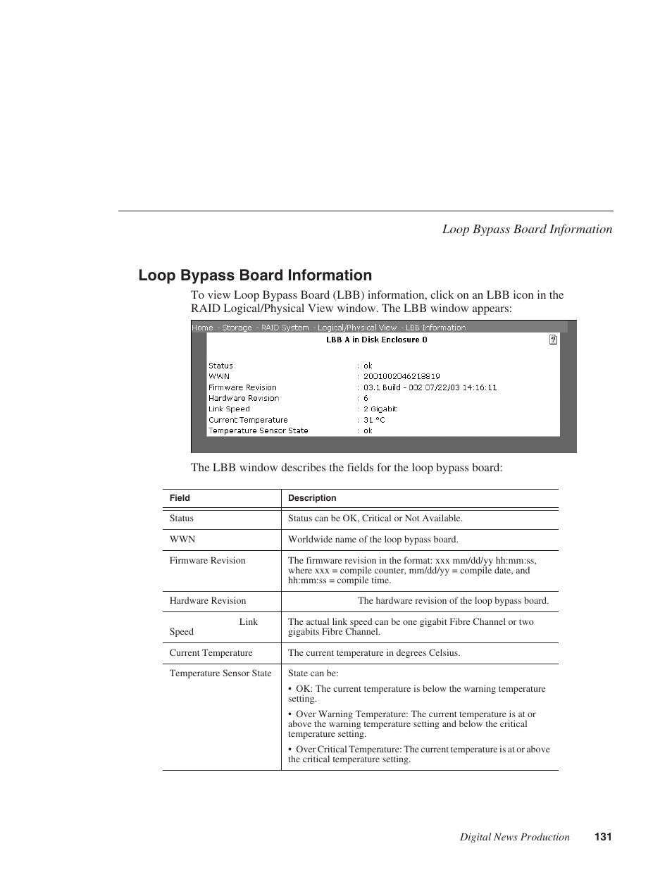 Loop bypass board information | Grass Valley Network Attached Storage System Serial ATA Network User Guide v.1.0.04 User Manual | Page 132 / 195