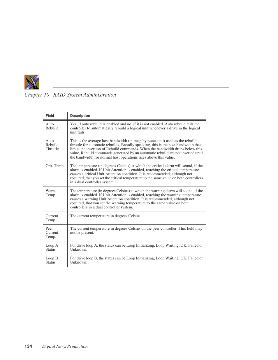 Chapter 10 raid system administration | Grass Valley Network Attached Storage System Serial ATA Network User Guide v.1.0.04 User Manual | Page 135 / 195