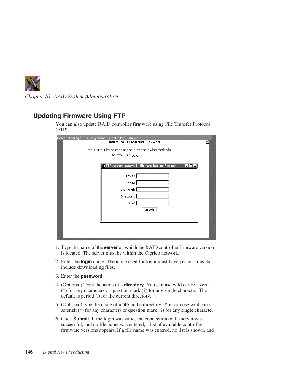 Updating firmware using ftp | Grass Valley Network Attached Storage System Serial ATA Network User Guide v.1.0.04 User Manual | Page 147 / 195