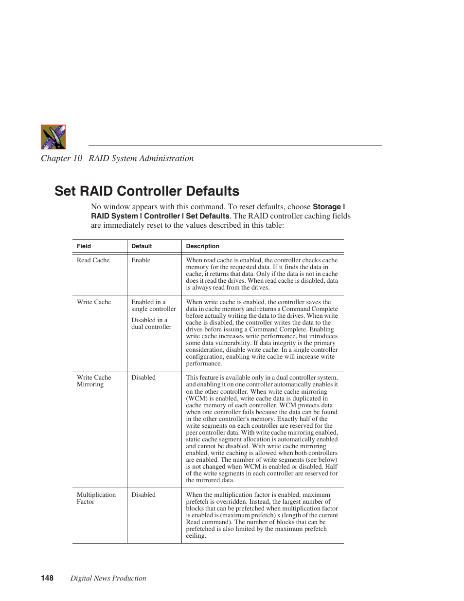 Set raid controller defaults | Grass Valley Network Attached Storage System Serial ATA Network User Guide v.1.0.04 User Manual | Page 149 / 195