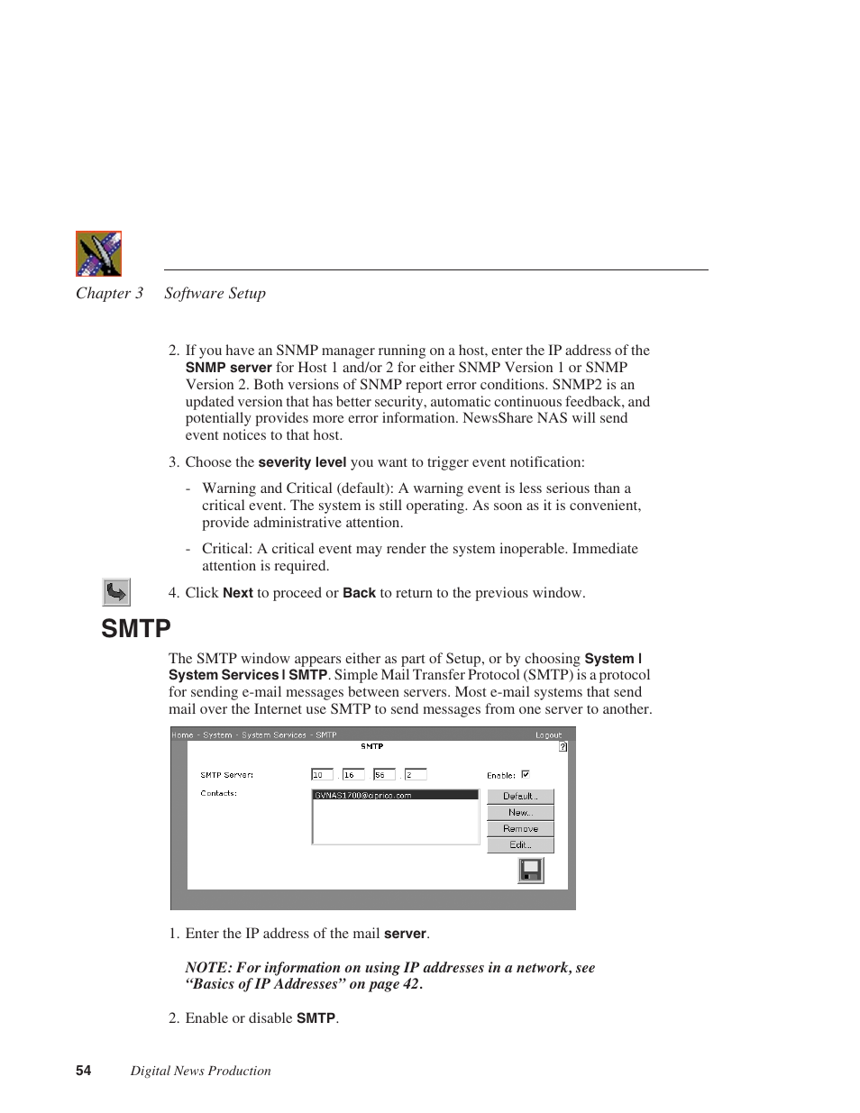 Smtp | Grass Valley Network Attached Storage System Serial ATA Network User Guide v.1.0.04 User Manual | Page 55 / 195