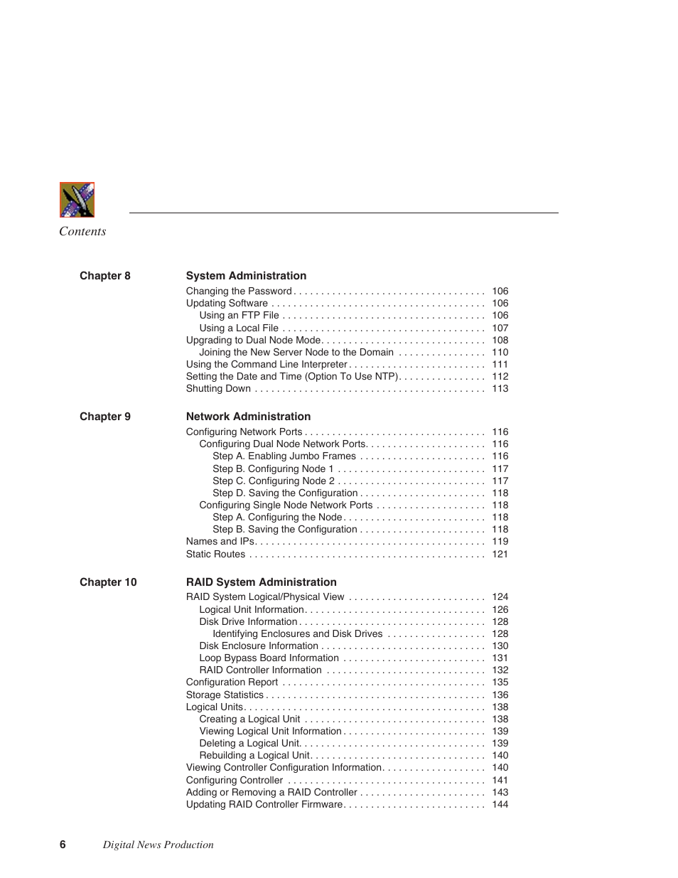 Grass Valley Network Attached Storage System Serial ATA Network User Guide v.1.0.04 User Manual | Page 7 / 195