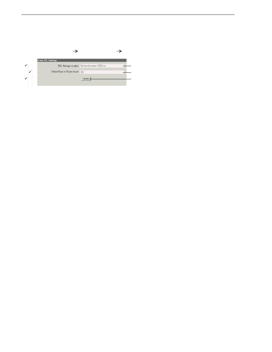 Configure save edl settings, Chapter 3 configuring the newsbrowse system | Grass Valley NewsBrowse Desktop Browsing System Installation v.3.1 User Manual | Page 96 / 190
