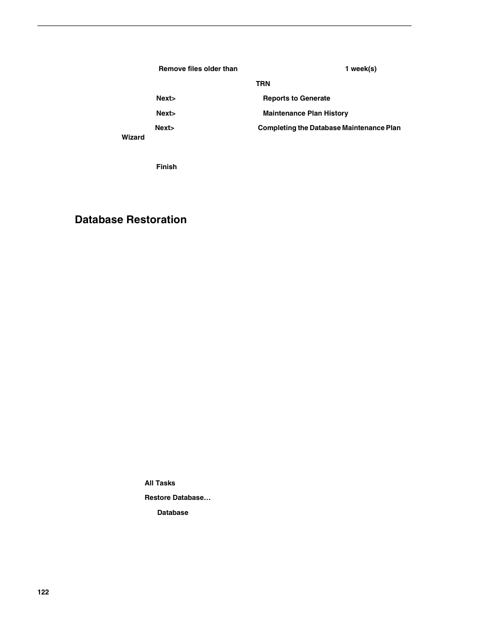 Database restoration | Grass Valley NewsBrowse Desktop Browsing System Installation v.2.0 User Manual | Page 122 / 142