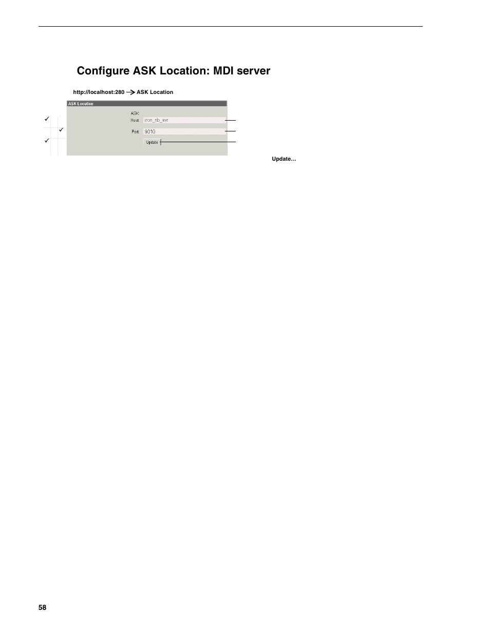 Configure ask location: mdi server, Chapter 3 configuring the newsbrowse system | Grass Valley NewsBrowse Desktop Browsing System Installation v.2.0 User Manual | Page 58 / 142