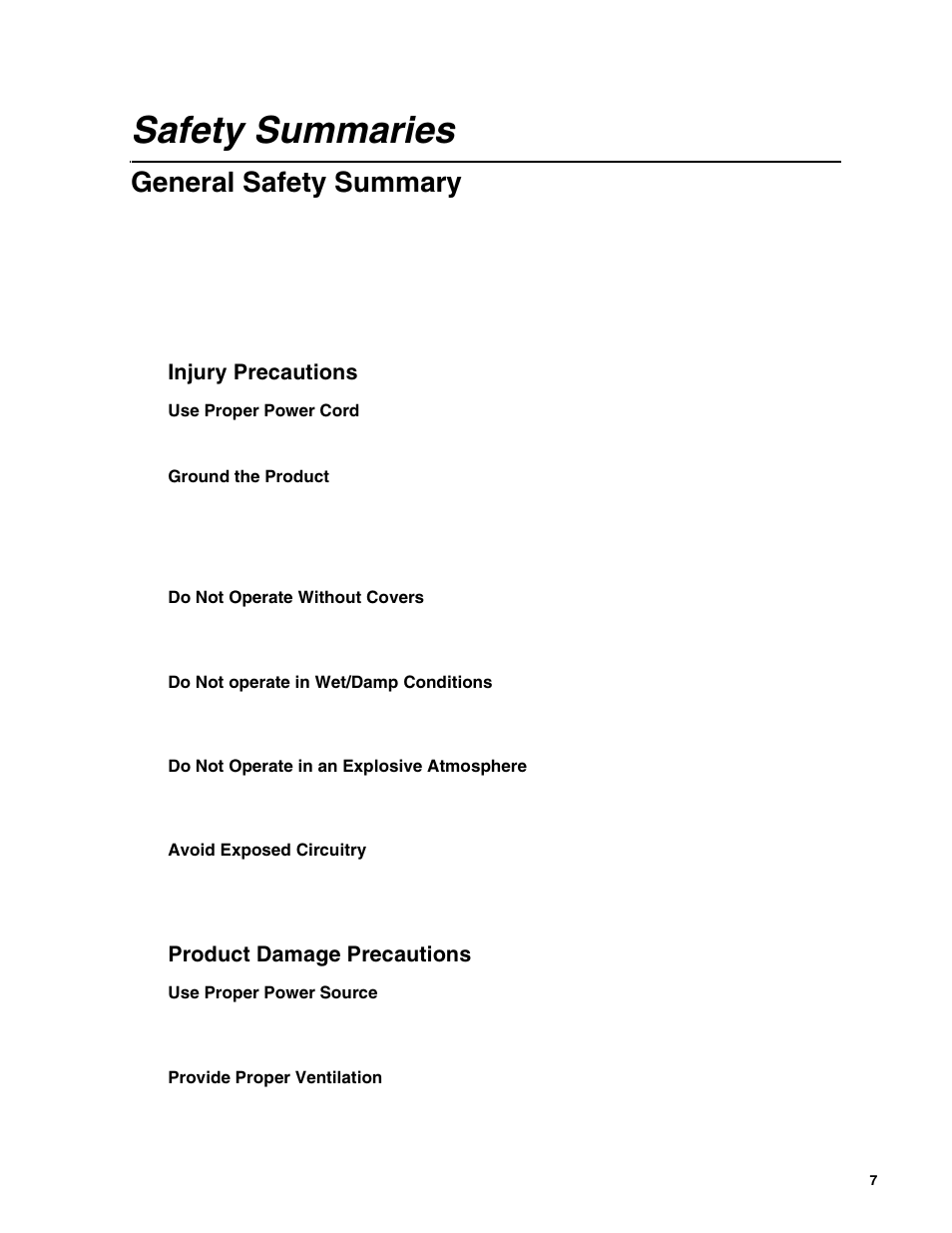 Safety summaries, General safety summary | Grass Valley NewsBrowse Desktop Browsing System Installation v.2.0 User Manual | Page 7 / 142