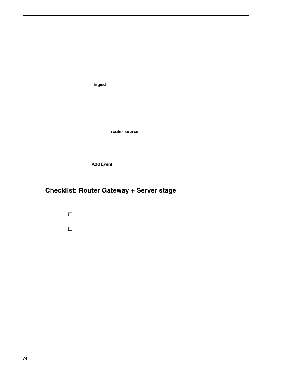 Checklist: router gateway + server stage | Grass Valley NewsBrowse Desktop Browsing System Installation v.2.0 User Manual | Page 74 / 142