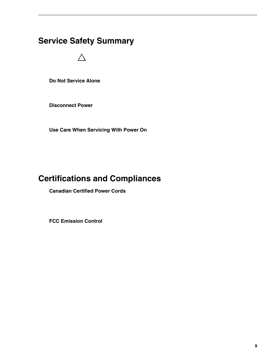 Service safety summary, Certifications and compliances | Grass Valley NewsBrowse Desktop Browsing System Installation v.2.0 User Manual | Page 9 / 142