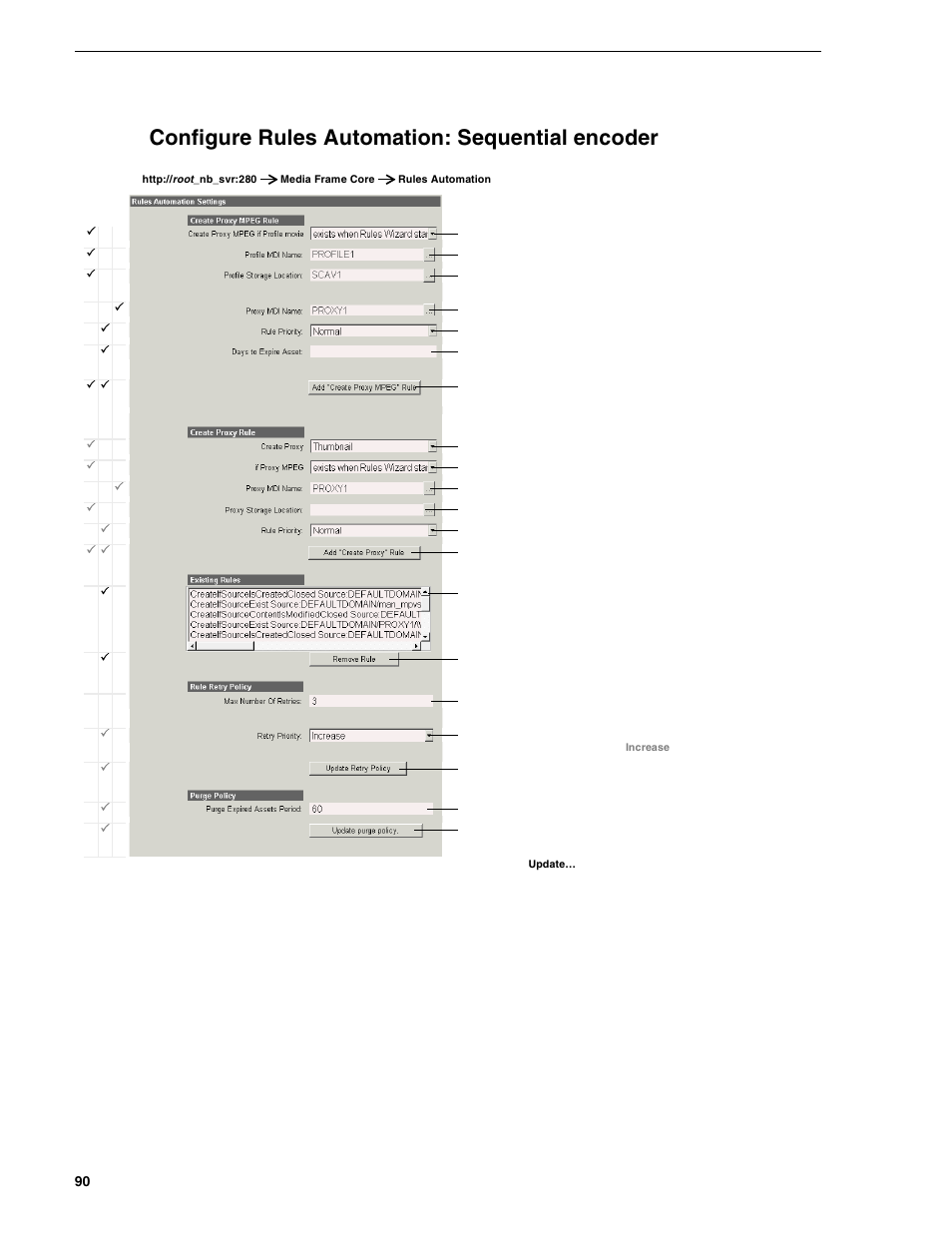Configure rules automation: sequential encoder, Chapter 3 configuring the newsbrowse system | Grass Valley NewsBrowse Desktop Browsing System Installation v.2.0 User Manual | Page 90 / 142