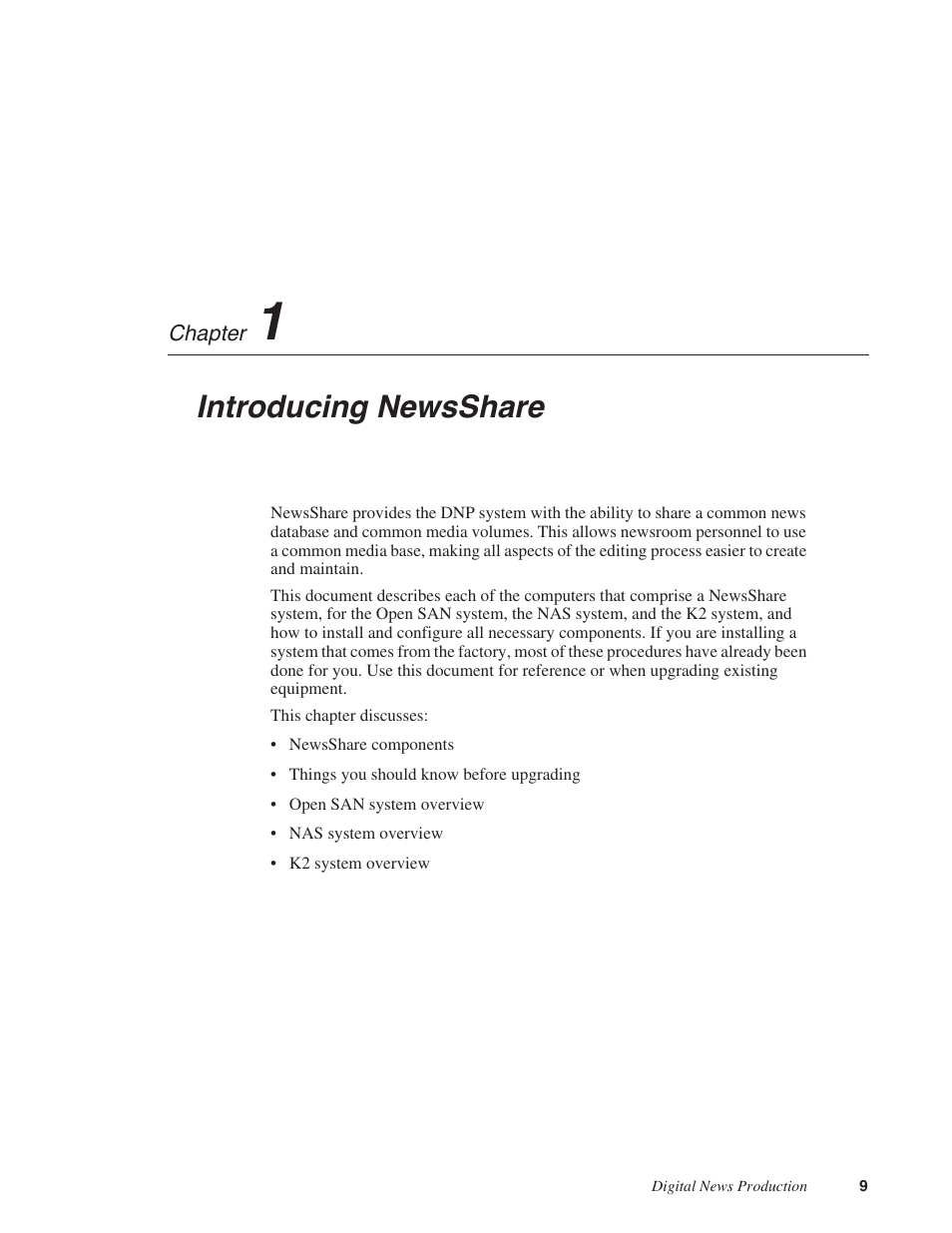 Chapter 1: introducing newsshare, Chapter 1, Introducing newsshare | Grass Valley NewsShare v.5.5 User Manual | Page 11 / 114