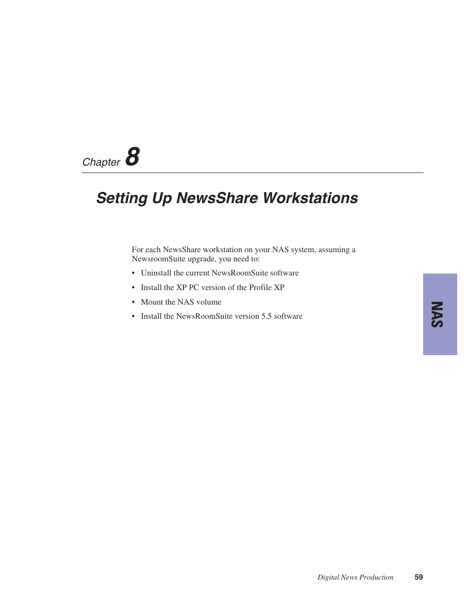 Chapter 8: setting up newsshare workstations, Chapter 8, Setting up newsshare workstations | Grass Valley NewsShare v.5.5 User Manual | Page 61 / 114