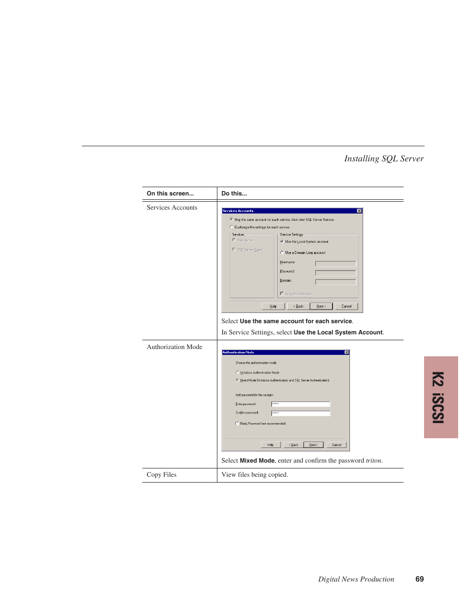 Installing sql server | Grass Valley NewsShare v.5.5 User Manual | Page 71 / 114