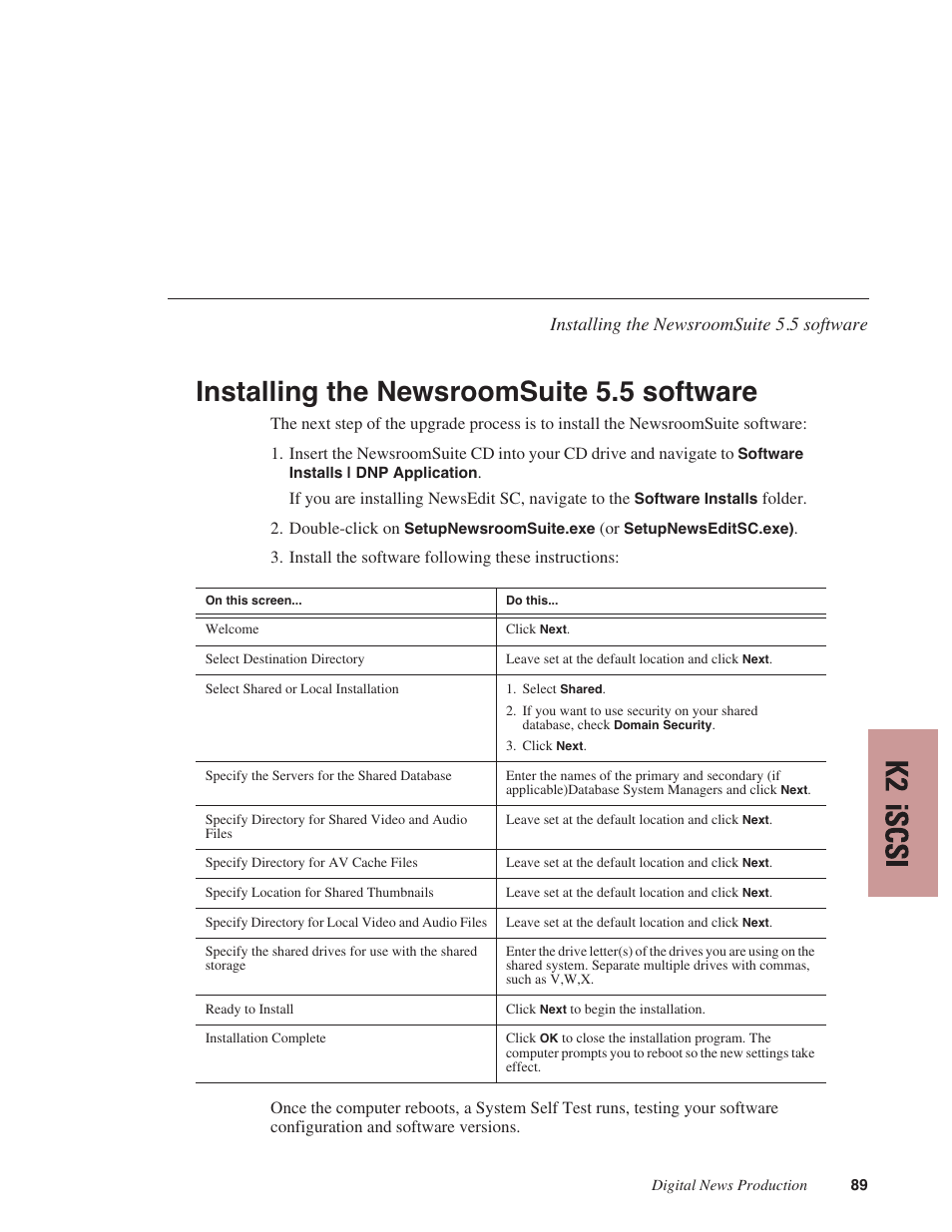Installing the newsroomsuite 5.5 software | Grass Valley NewsShare v.5.5 User Manual | Page 91 / 114