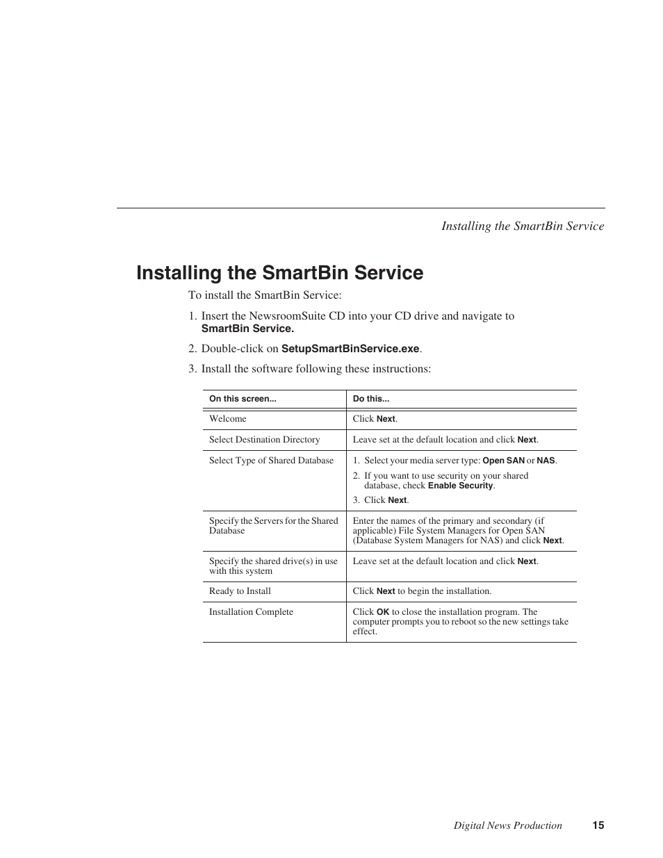 Installing the smartbin service | Grass Valley SmartBins v.5.0 User Manual | Page 17 / 22