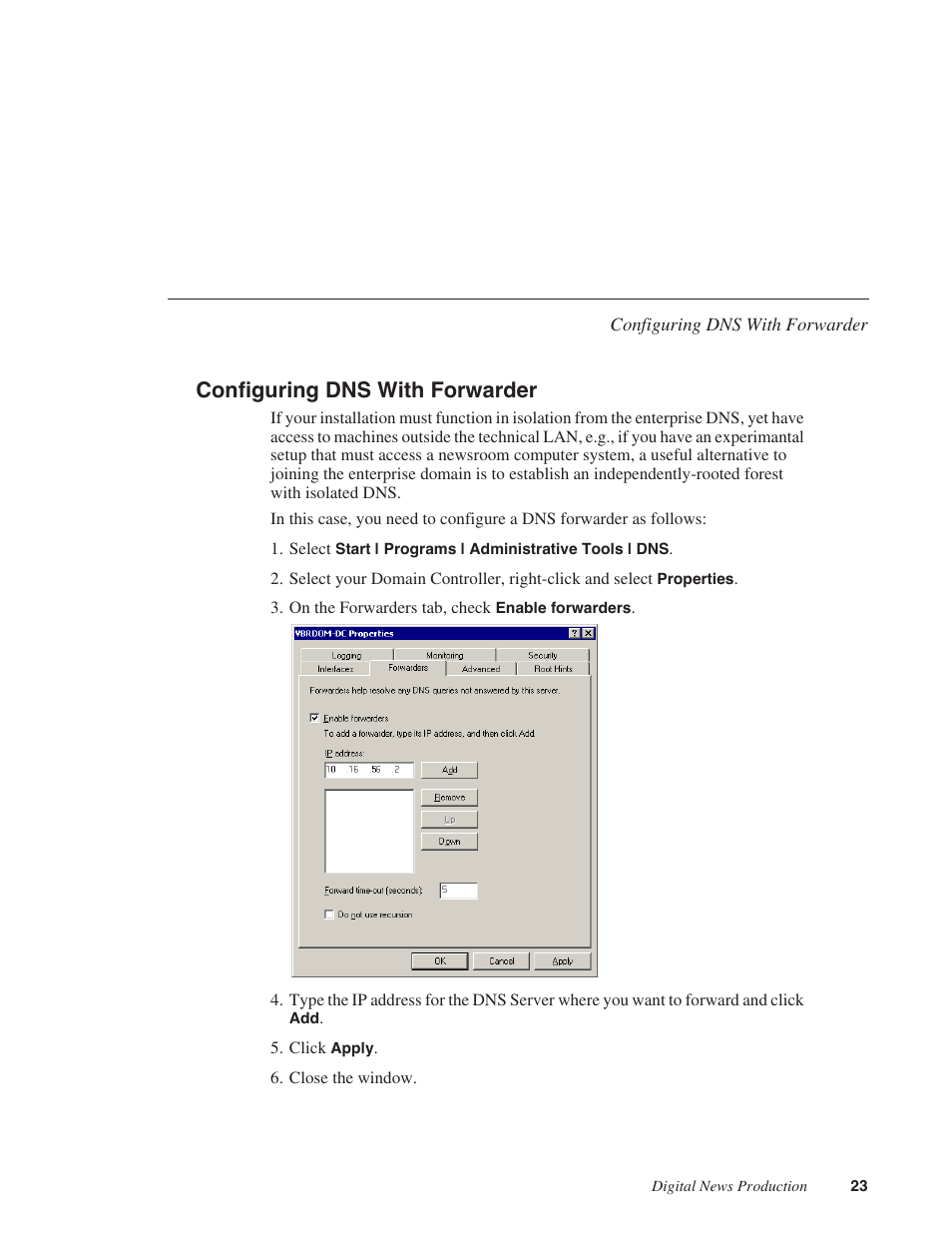 Configuring dns with forwarder, Configuring a child domain | Grass Valley Open SAN Security v.5.1 User Manual | Page 25 / 56