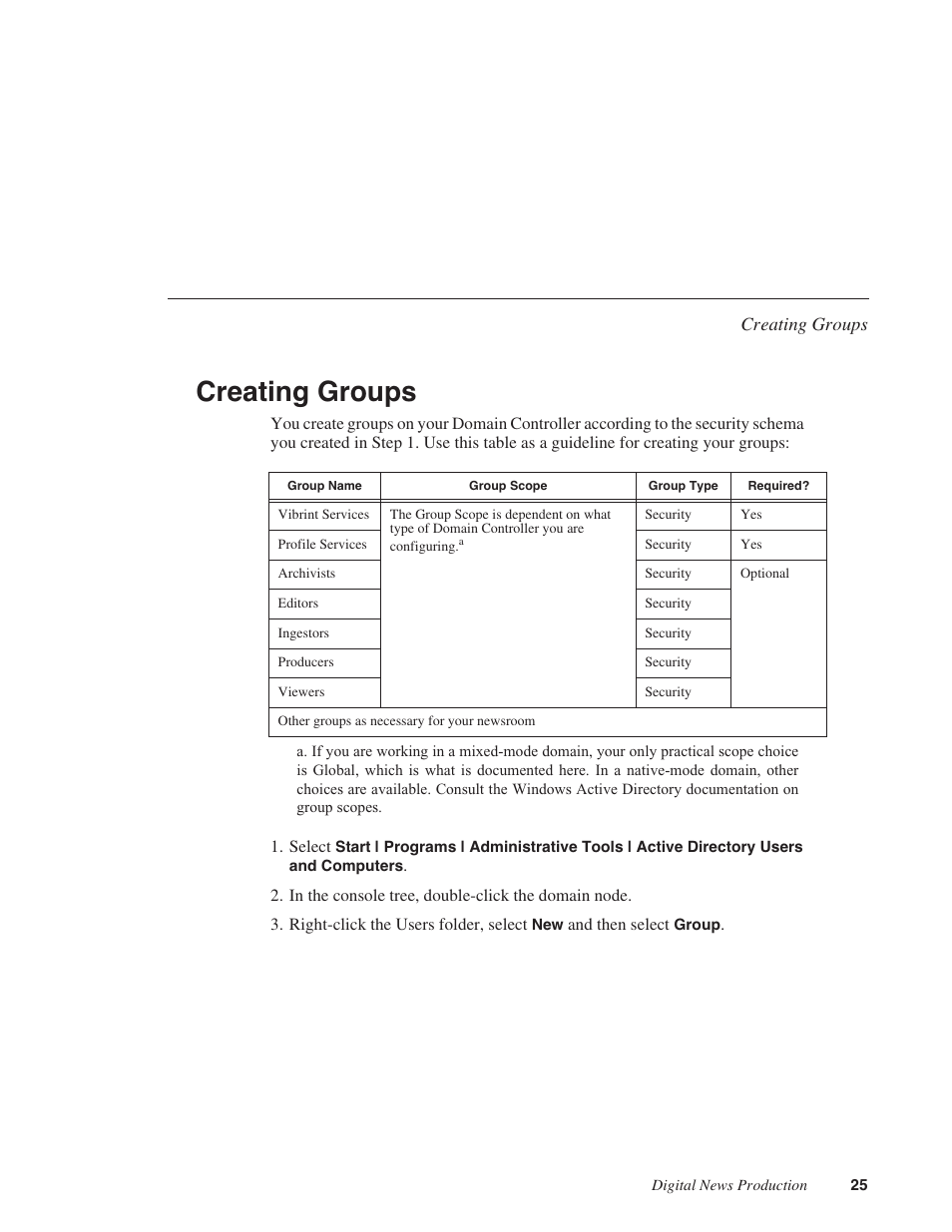 Creating groups, Adding fsms and profile servers to the domain | Grass Valley Open SAN Security v.5.1 User Manual | Page 27 / 56