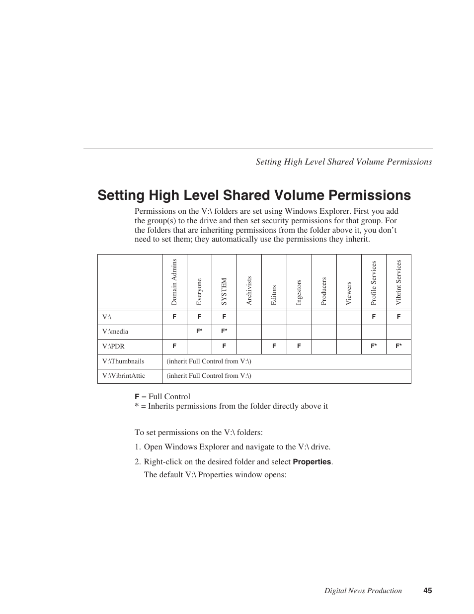Setting high level shared volume permissions, Setting newsedit root level permissions | Grass Valley Open SAN Security v.5.1 User Manual | Page 47 / 56