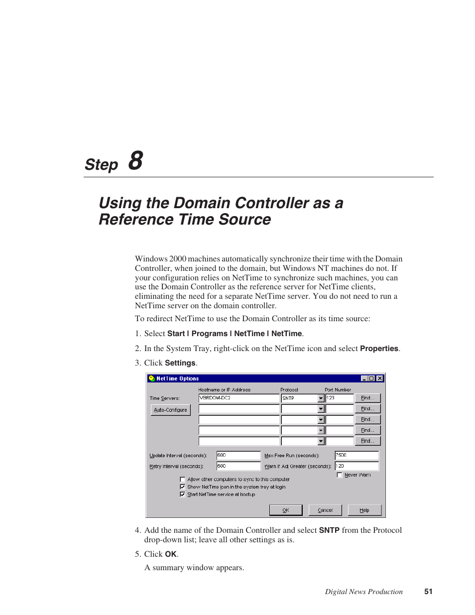 Step 8: using a reference time source, Step | Grass Valley Open SAN Security v.5.1 User Manual | Page 53 / 56