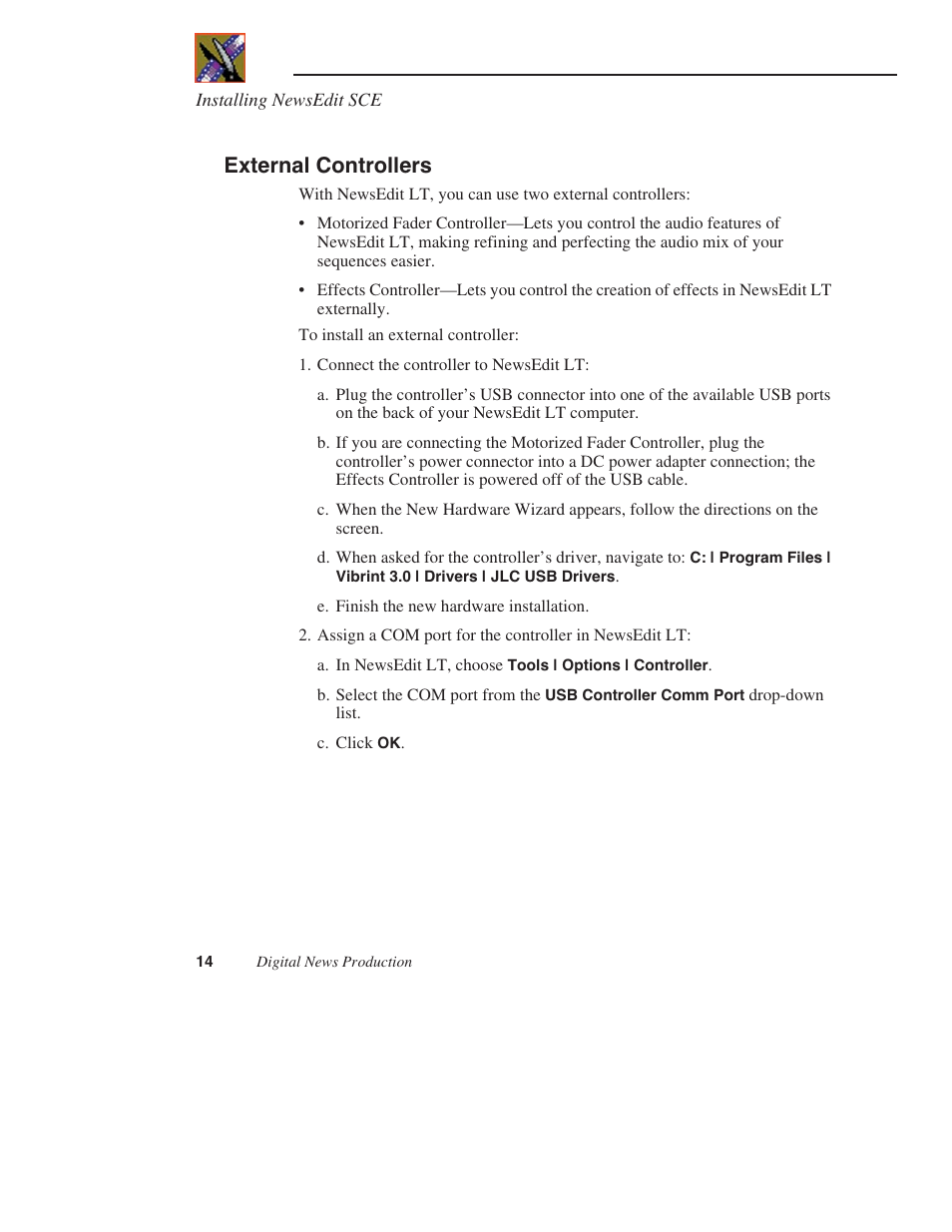 External controllers | Grass Valley NewsEdit LTS v.5.1 User Manual | Page 14 / 16
