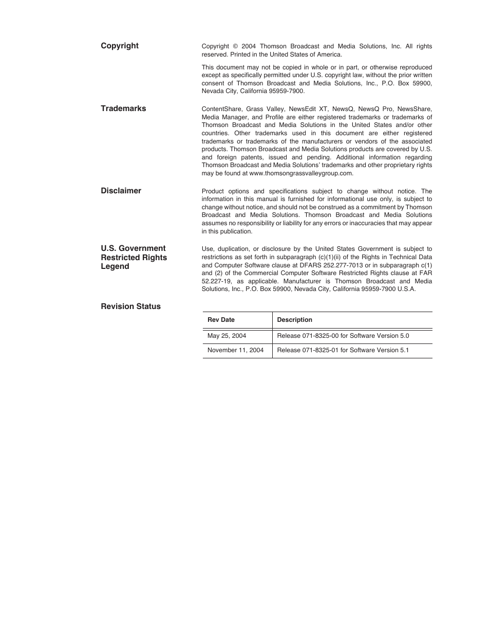 Grass Valley NewsEdit LTS v.5.1 User Manual | Page 2 / 16