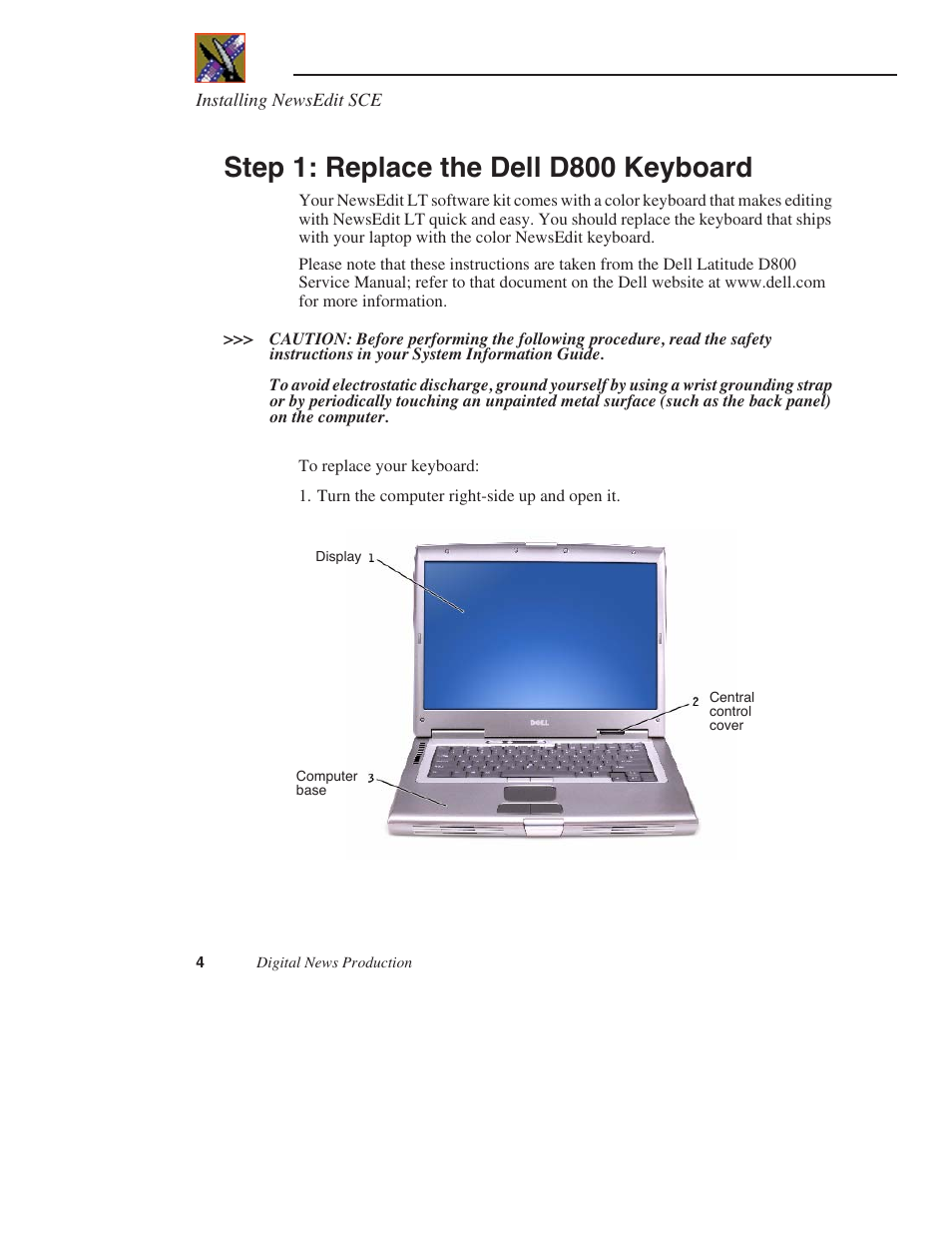 Step 1: replace the dell d800 keyboard | Grass Valley NewsEdit LTS v.5.1 User Manual | Page 4 / 16