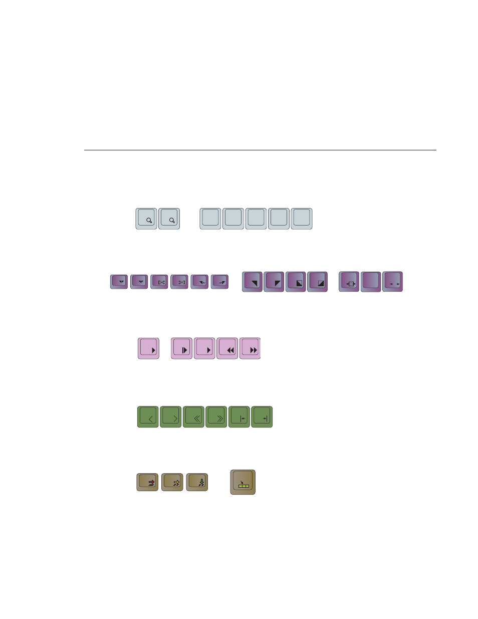 Track selection keys, Mark point keys, Deck control keys | Transport command keys, Edit mode keys, The gray keys select the different edit modes | Grass Valley NewsEdit LT v.4.1 User Manual | Page 31 / 186