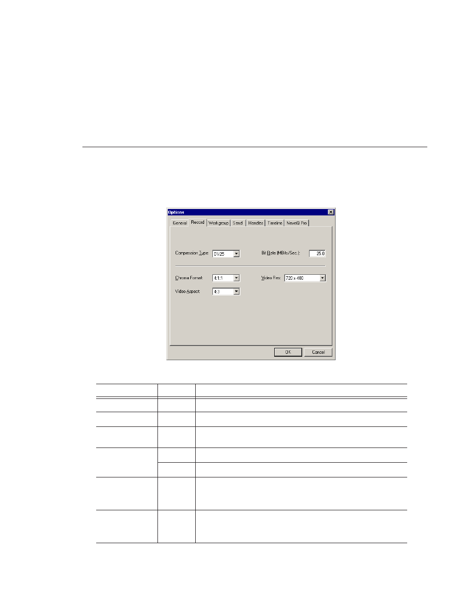 Setting record options | Grass Valley NewsEdit LT v.4.1 User Manual | Page 43 / 186