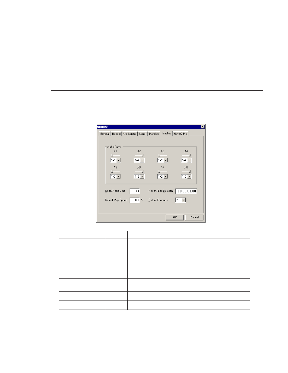 Setting timeline options | Grass Valley NewsEdit LT v.4.1 User Manual | Page 49 / 186