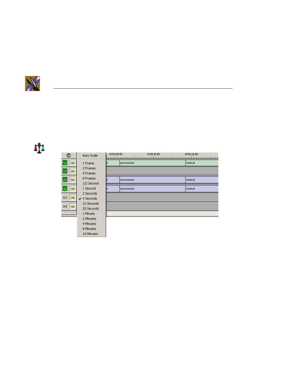 Changing the timeline view | Grass Valley NewsEdit LT v.4.1 User Manual | Page 68 / 186