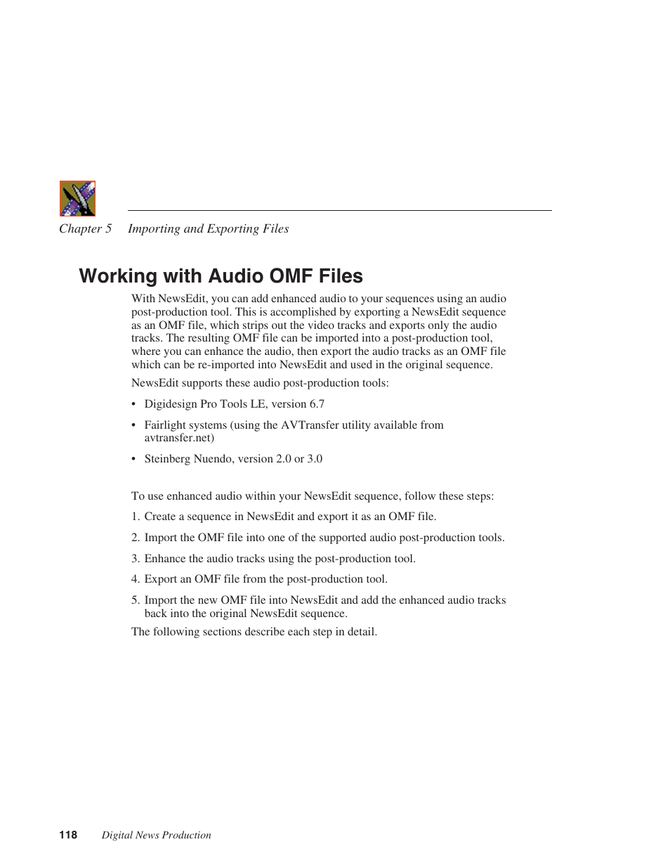 Working with audio omf files | Grass Valley NewsEdit XT v.5.5 User Manual | Page 120 / 354