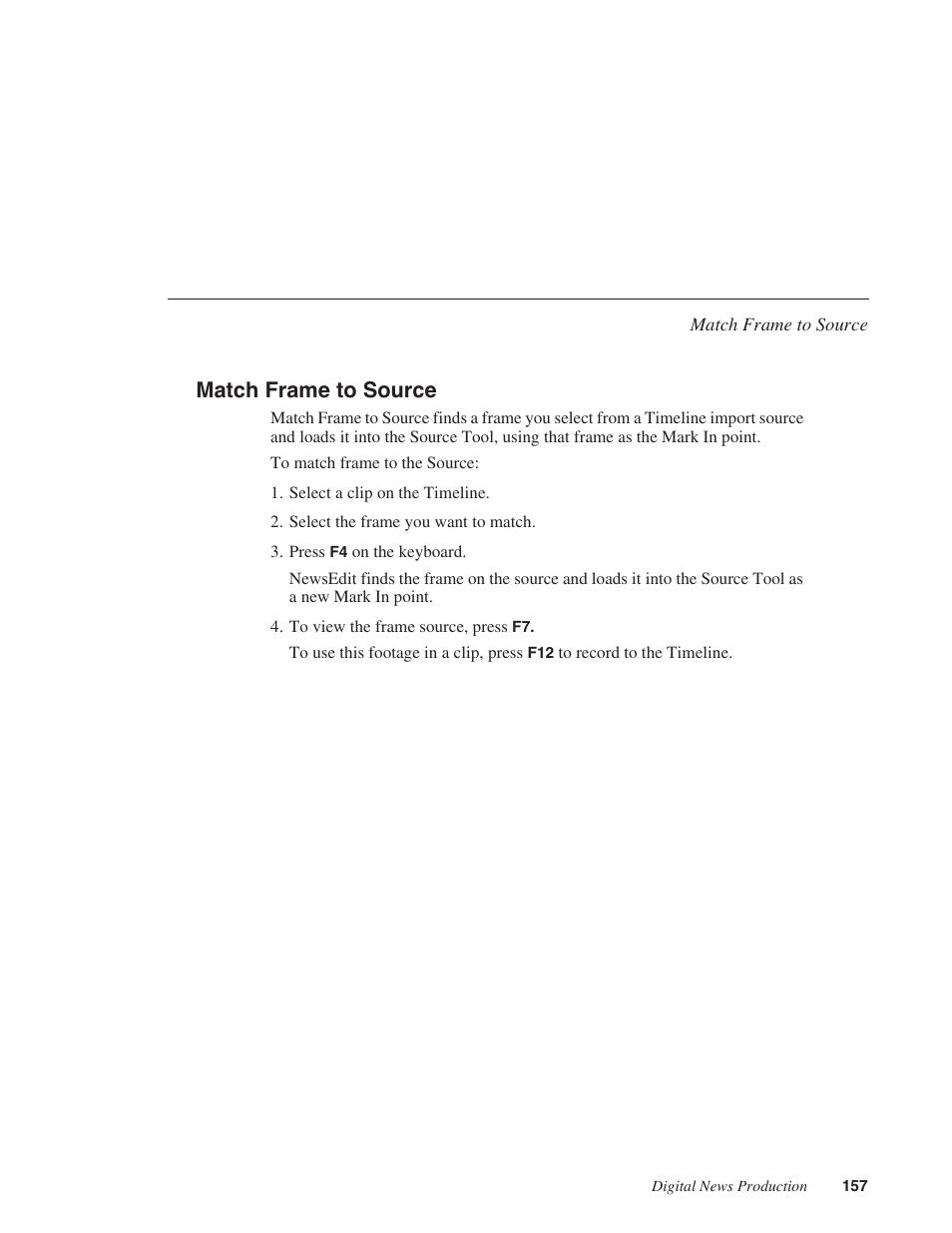 Match frame to source | Grass Valley NewsEdit XT v.5.5 User Manual | Page 159 / 354