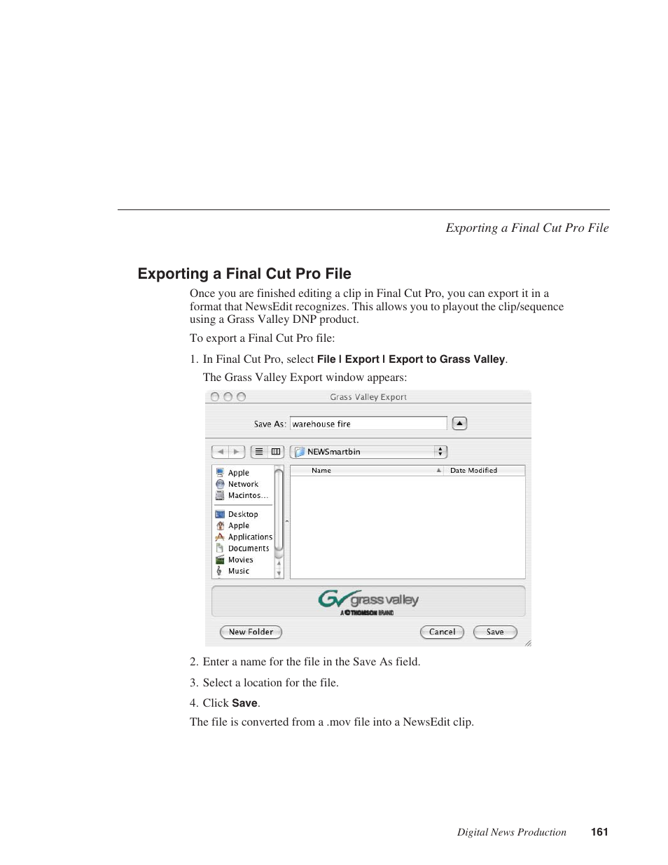 Exporting a final cut pro file | Grass Valley NewsEdit XT v.5.5 User Manual | Page 163 / 354