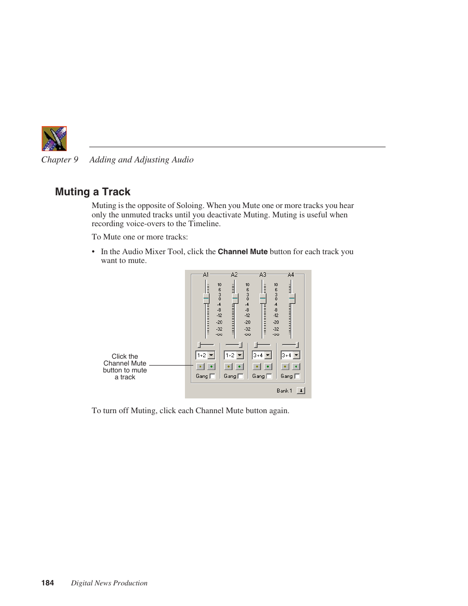 Muting a track | Grass Valley NewsEdit XT v.5.5 User Manual | Page 186 / 354