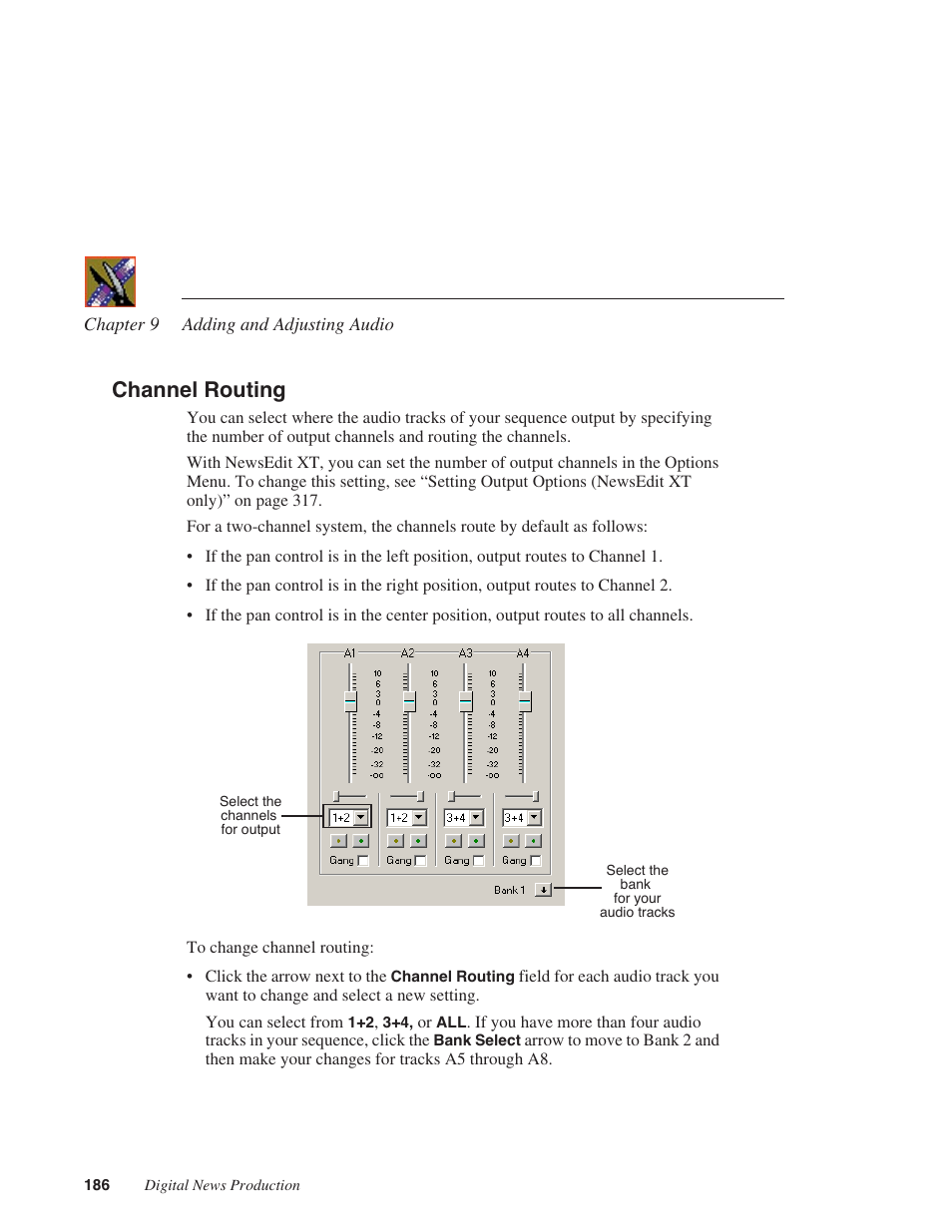 Channel routing | Grass Valley NewsEdit XT v.5.5 User Manual | Page 188 / 354