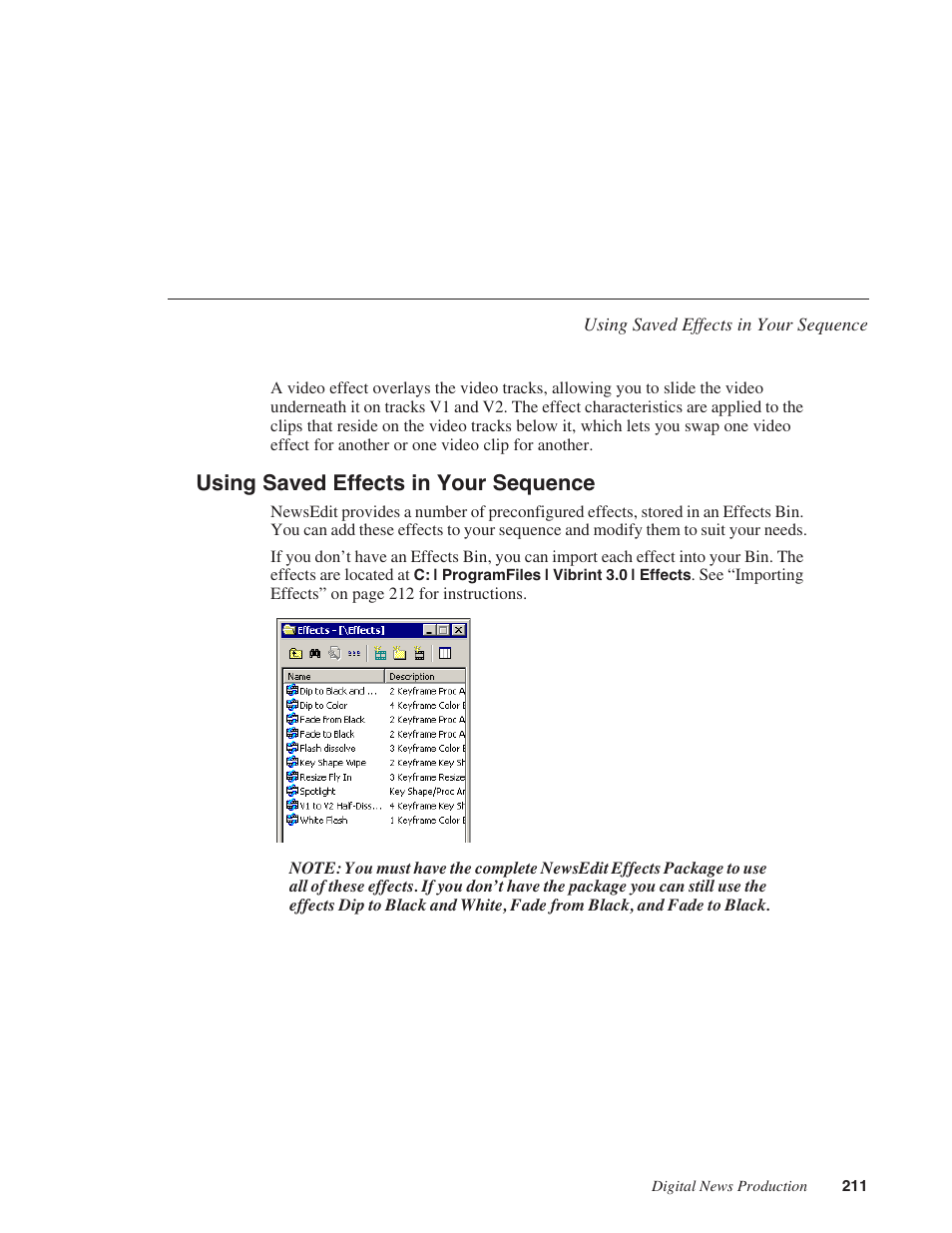 Using saved effects in your sequence | Grass Valley NewsEdit XT v.5.5 User Manual | Page 213 / 354