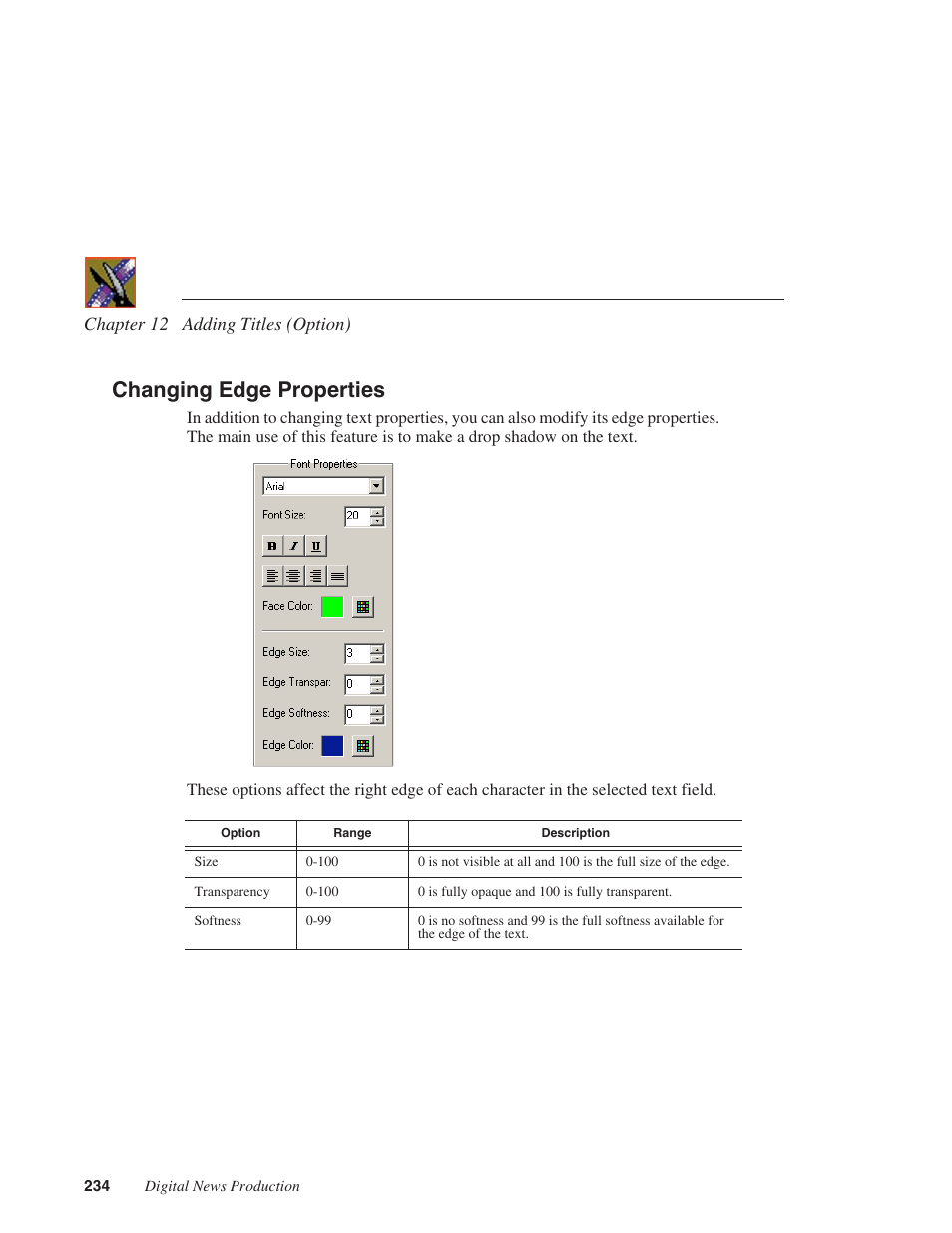 Changing edge properties | Grass Valley NewsEdit XT v.5.5 User Manual | Page 236 / 354