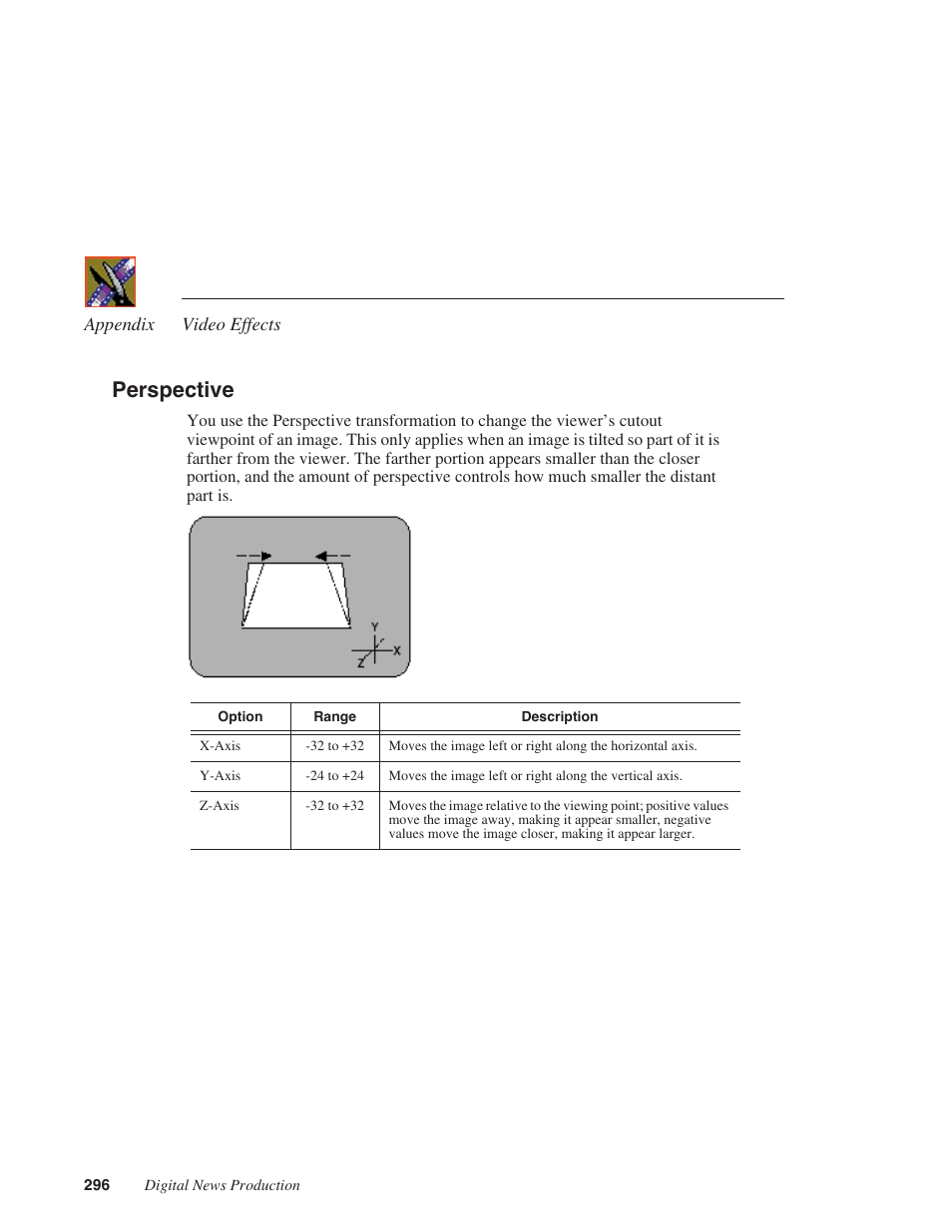 Perspective | Grass Valley NewsEdit XT v.5.5 User Manual | Page 298 / 354