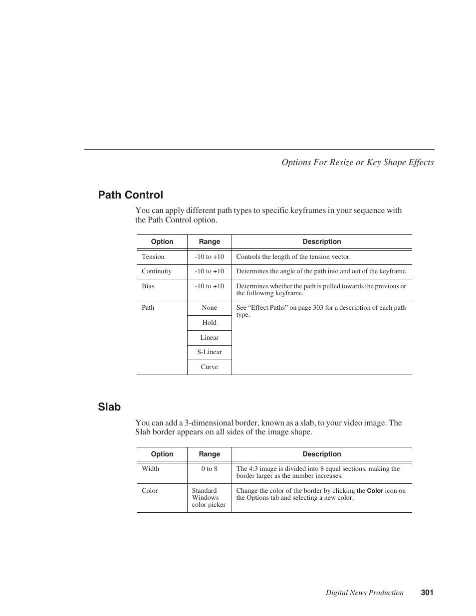 Path control, Slab | Grass Valley NewsEdit XT v.5.5 User Manual | Page 303 / 354