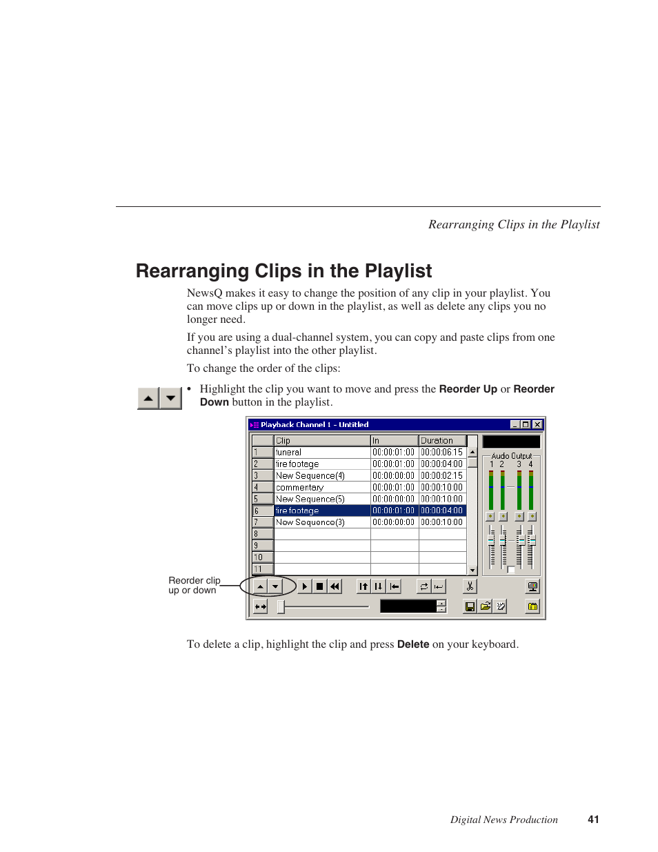 Rearranging clips in the playlist | Grass Valley NewsQ v.5.5 User Manual | Page 43 / 100