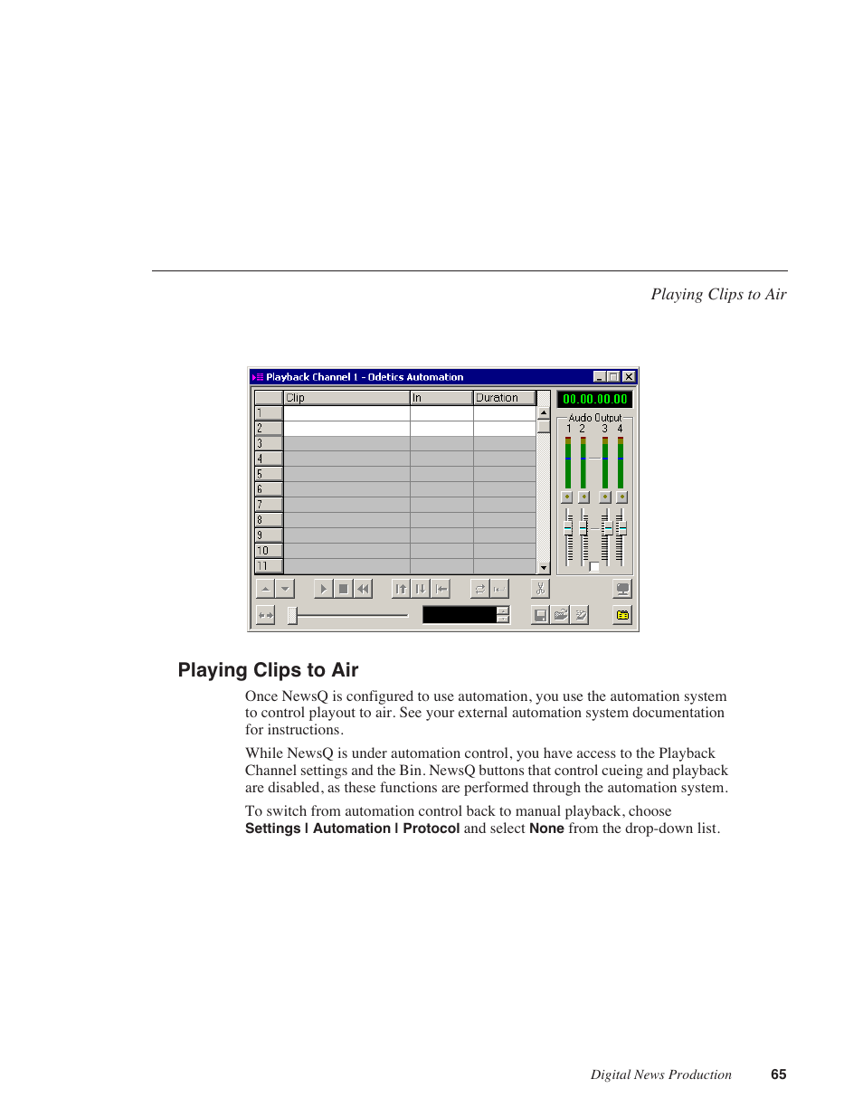 Playing clips to air | Grass Valley NewsQ v.5.5 User Manual | Page 67 / 100