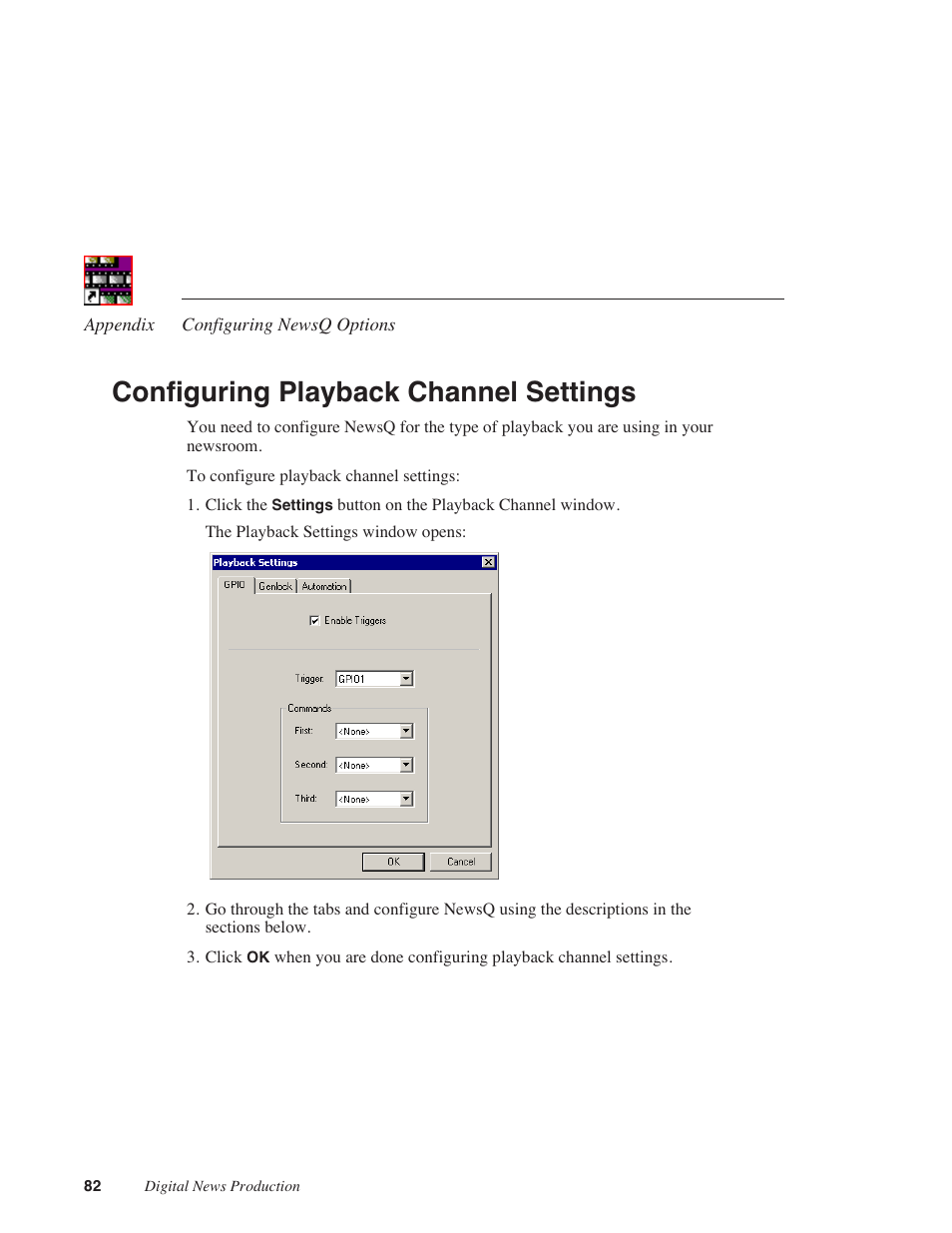 Configuring playback channel settings | Grass Valley NewsQ v.5.5 User Manual | Page 84 / 100