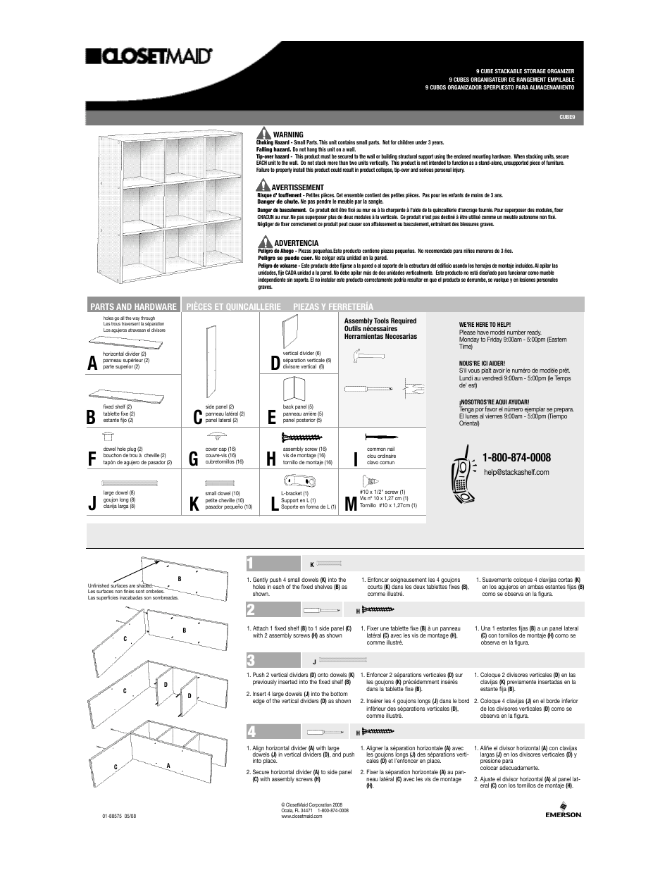 Closet Maid CUBE9 User Manual | 2 pages