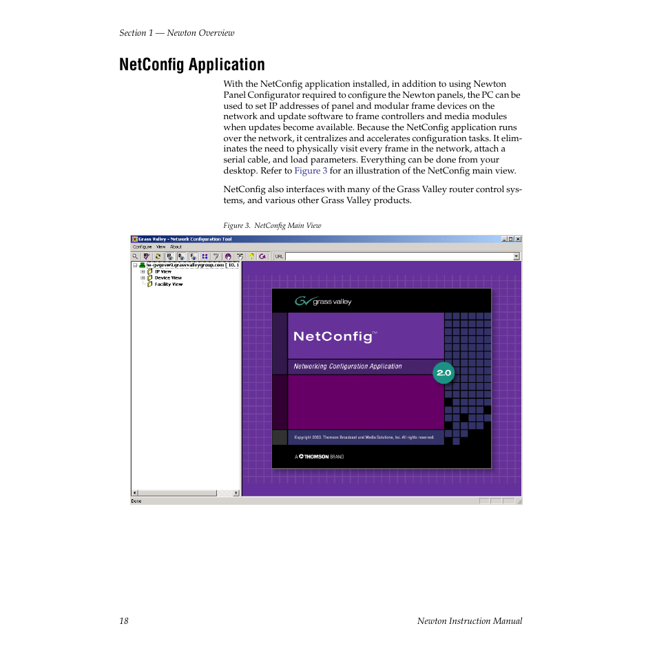 Netconfig application | Grass Valley Newton Modular Control System v.2.0 User Manual | Page 18 / 118