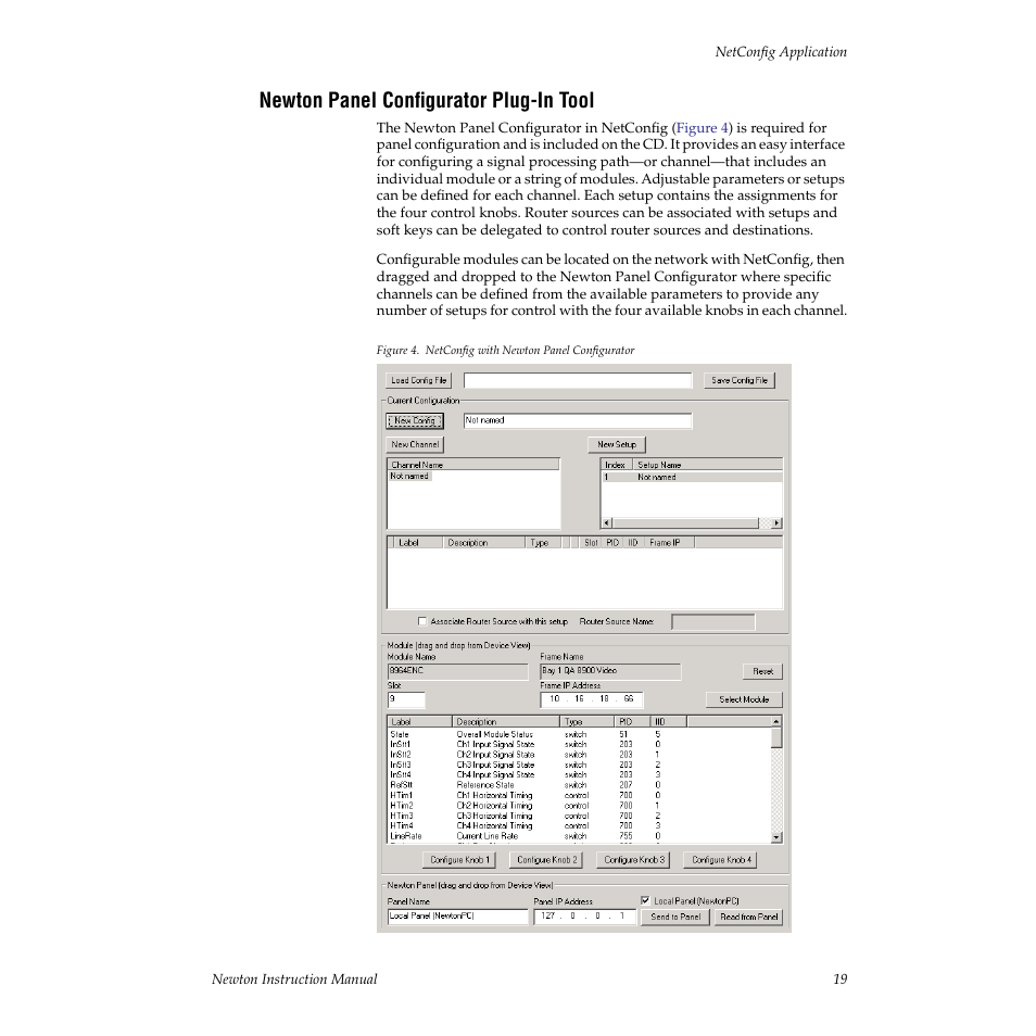 Newton panel configurator plug-in tool | Grass Valley Newton Modular Control System v.2.0 User Manual | Page 19 / 118