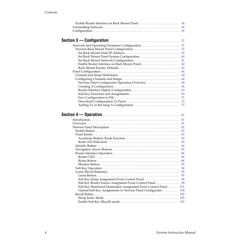Grass Valley Newton Modular Control System v.2.0 User Manual | Page 4 / 118