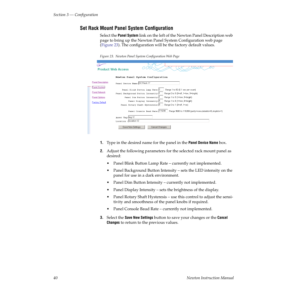Set rack mount panel system configuration | Grass Valley Newton Modular Control System v.2.0 User Manual | Page 40 / 118