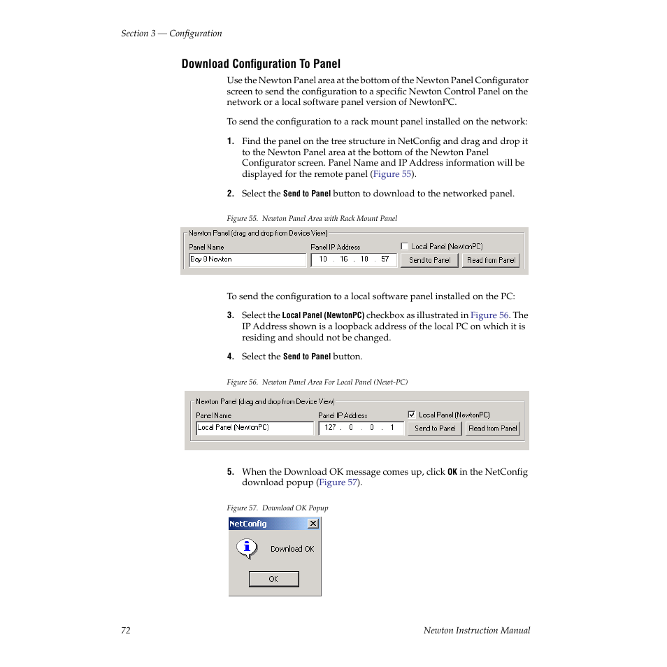 Download configuration to panel | Grass Valley Newton Modular Control System v.2.0 User Manual | Page 72 / 118