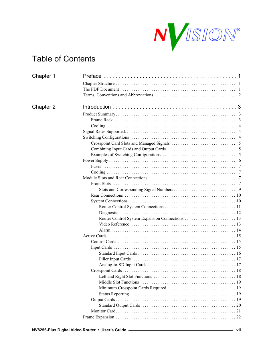 Grass Valley NV8256-Plus v.1.2 User Manual | Page 7 / 90