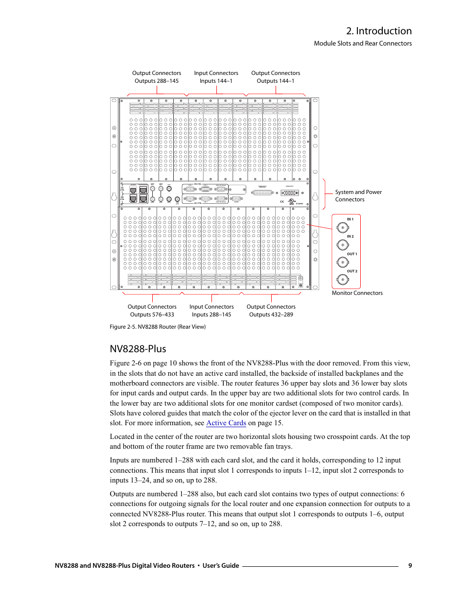 Nv8288-plus, Figure 2-5, Introduction | Module slots and rear connectors | Grass Valley NV8288 v.1.5 User Manual | Page 19 / 88
